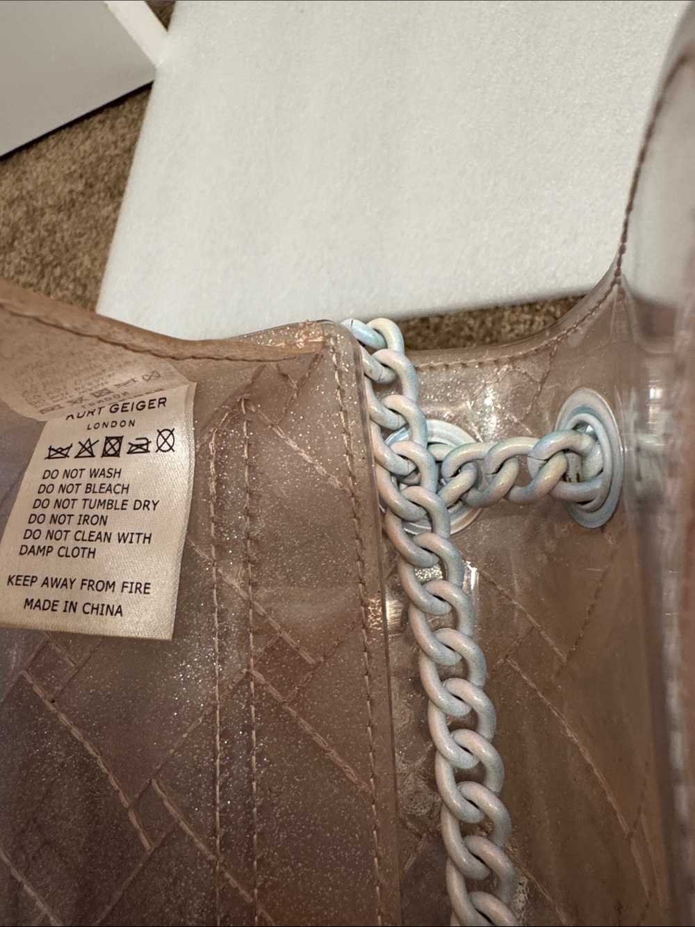 Kurt Geiger London Mini Kensington Jelly crossbody bag in pink glitter - Picture 8 of 8